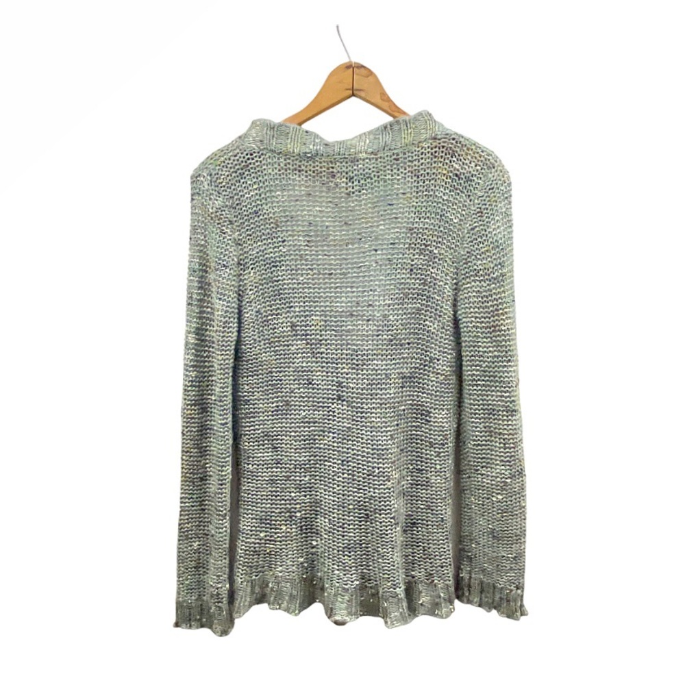 BCBGMaxAzria Boho Scalloped Edge Button Front Knit Cardigan Wood FlowerButton S - Picture 14 of 16